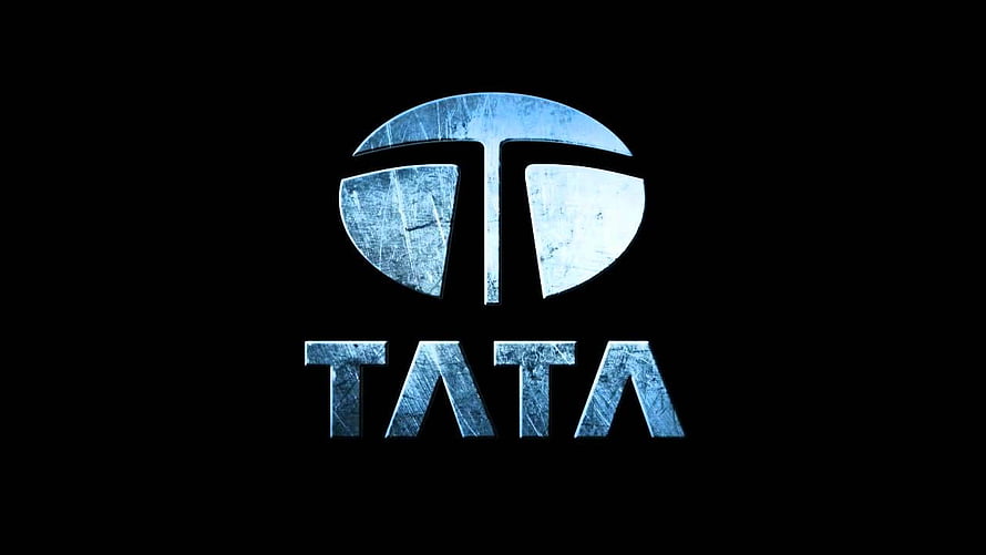 Tata Motors Metallic Blue Logo on Black Background HD wallpaper