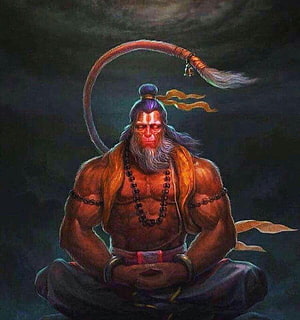Meditating Hanuman Monkey God Digital Art Wallpaper, Jai Shree Ram jai Hanuman, hanuman body builder HD phone wallpaper