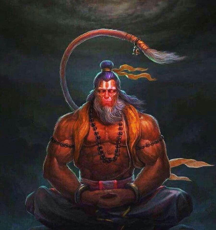 Meditating Hanuman Monkey God Digital Art Wallpaper, Jai Shree Ram jai Hanuman, hanuman body builder HD phone wallpaper