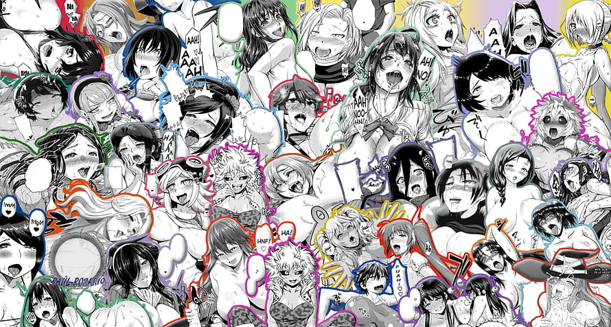 Anime Girls Harem Collage Wallpaper HD wallpaper