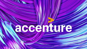 Accenture Logo on Vibrant Purple and Blue Abstract Flowing Background HD wallpaper