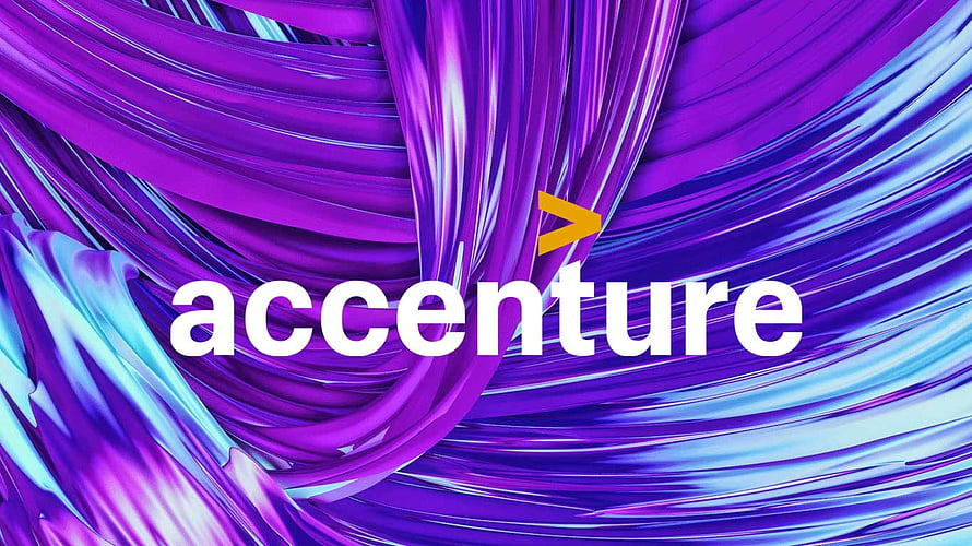 Accenture Logo on Vibrant Purple and Blue Abstract Flowing Background HD wallpaper