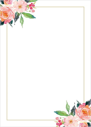 Elegant Watercolor Floral Wedding Invitation Frame with Gold Border and Pink Peonies HD phone wallpaper