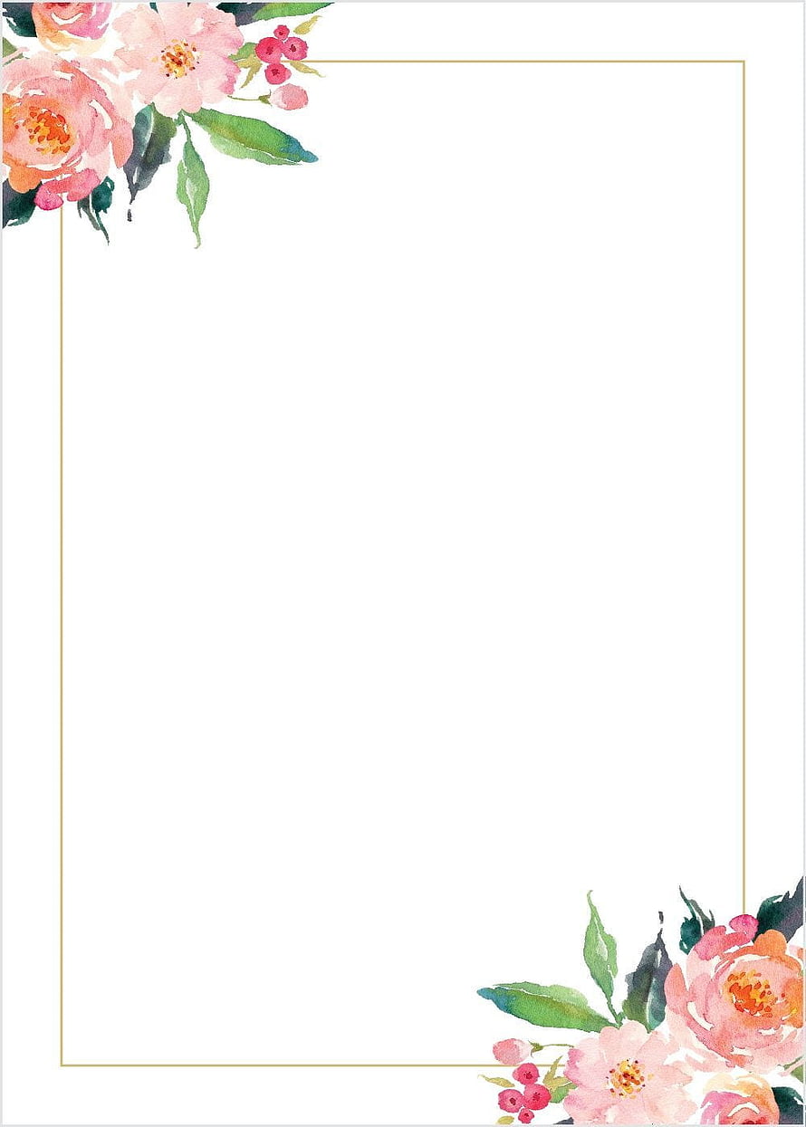 Elegant Watercolor Floral Wedding Invitation Frame with Gold Border and Pink Peonies HD phone wallpaper
