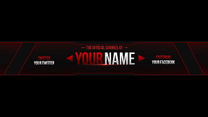 Red and Black Gaming Channel Banner Template with Social Media Links HD wallpaper