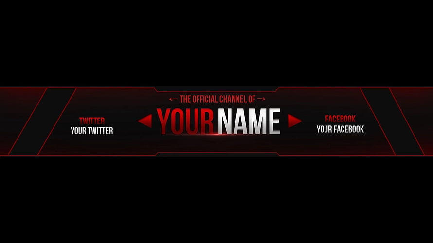 Red and Black Gaming Channel Banner Template with Social Media Links HD wallpaper