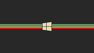 Windows Logo Centered on Dark Background with Gruvbox Color Palette Stripes HD wallpaper