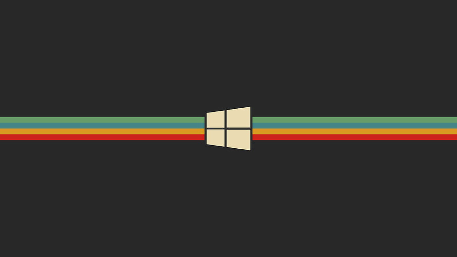 Windows Logo Centered on Dark Background with Gruvbox Color Palette Stripes HD wallpaper