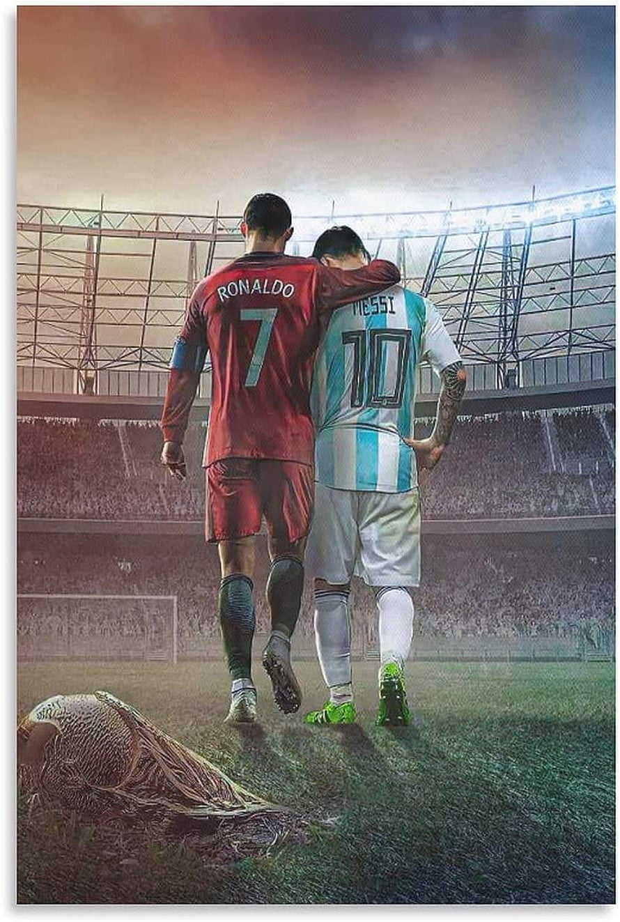 Cristiano Ronaldo and Lionel Messi Walking Together on Soccer Field HD phone wallpaper