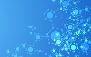 Abstract Blue Molecular Network with Hexagonal Chemistry Structure HD wallpaper