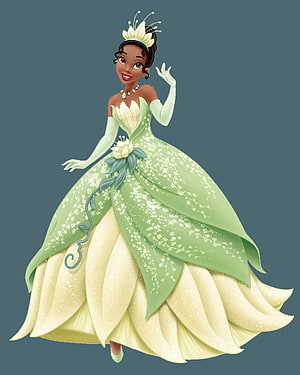 Tiana in Green Lotus Gown Disney Princess Character Illustration HD phone wallpaper
