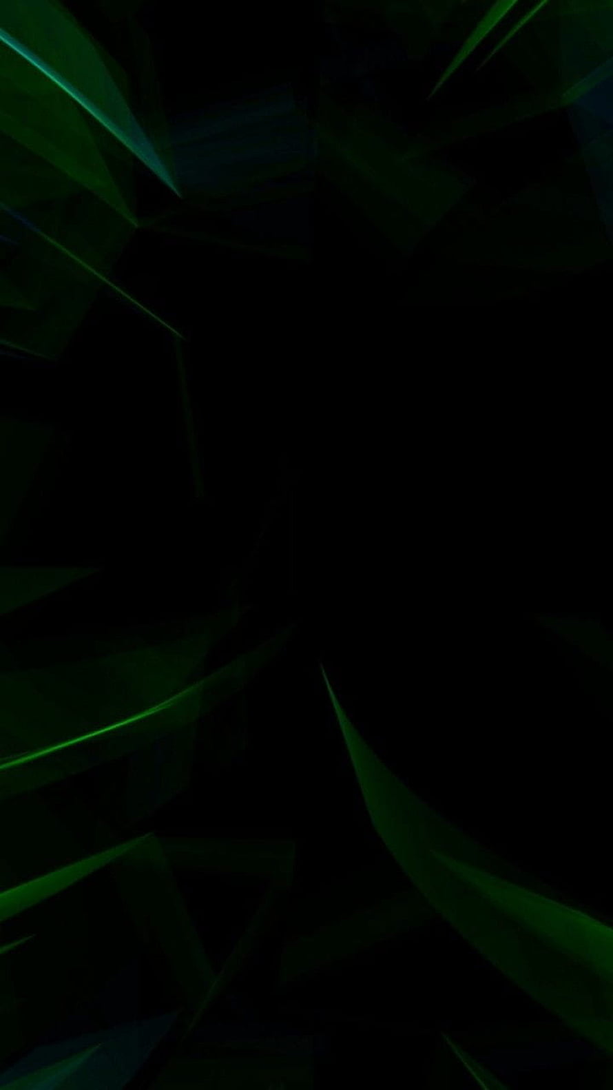 Dark Green Abstract Geometric Shapes on Black Background HD phone wallpaper