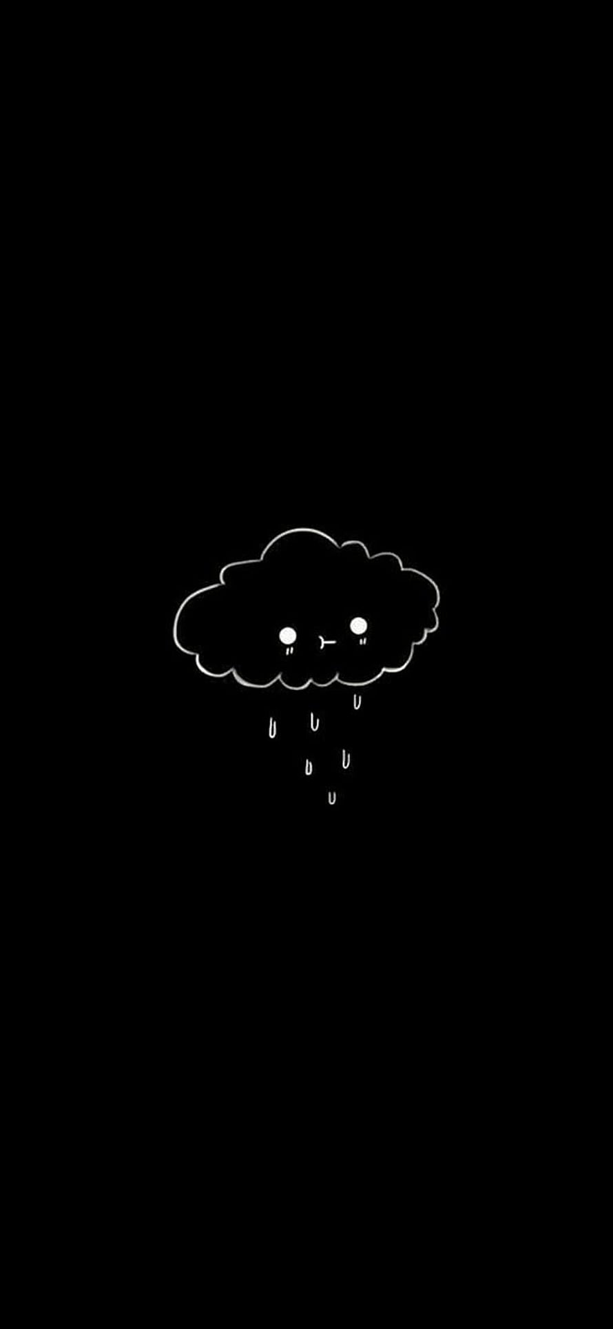 Cute Kawaii Rain Cloud Illustration on Black Background HD phone wallpaper
