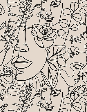 Minimalist continuous line art of a woman's face intertwined with blooming roses and botanical leaves, Head of Flowers Line Art, Single Line Face Art Print, Flower Woman Printable, Flower Head One Line, Woman Face Drawing, Neutral Wall Print, women line flowers HD phone wallpaper