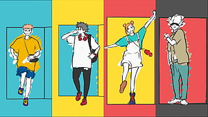 Jujutsu Kaisen Characters in Casual Streetwear Pop Art Style HD wallpaper
