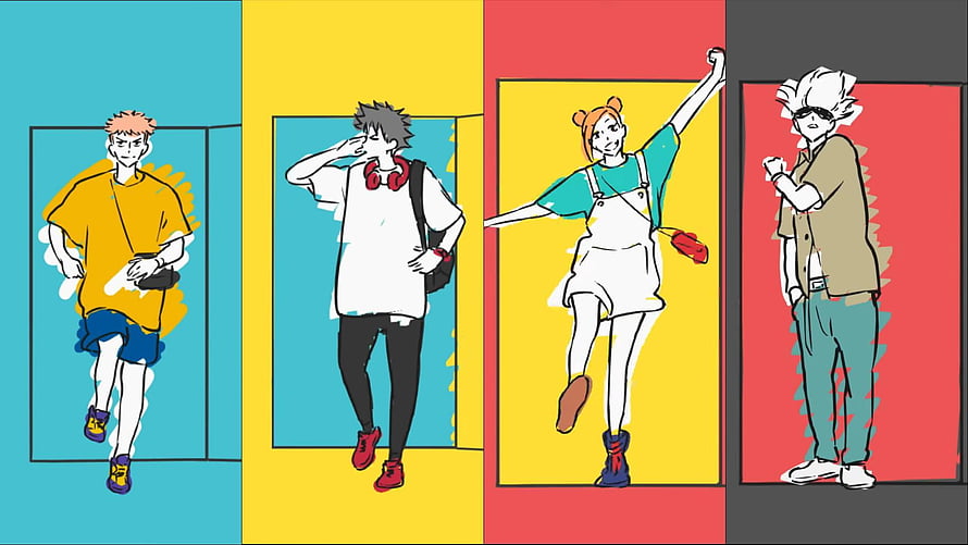 Jujutsu Kaisen Characters in Casual Streetwear Pop Art Style HD wallpaper