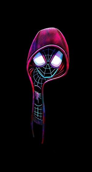 Miles Morales Spider-Man Neon Hoodie Portrait, Spider man Miles Morales Into the Spider Verse Ultimate, amoled miles morales HD phone wallpaper