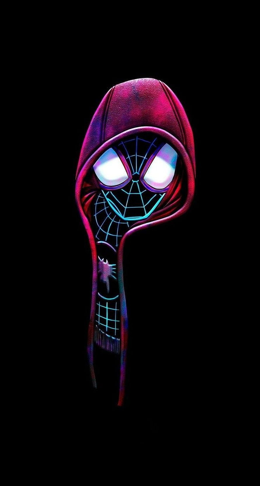 Miles Morales Spider-Man Neon Hoodie Portrait, Spider man Miles Morales Into the Spider Verse Ultimate, amoled miles morales HD phone wallpaper