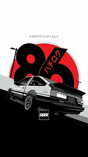 Toyota Sprinter Trueno AE86 JDM Street Car Illustration HD phone wallpaper