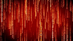 Red Binary Code Rain Digital Matrix Style Futuristic Technology Background HD wallpaper