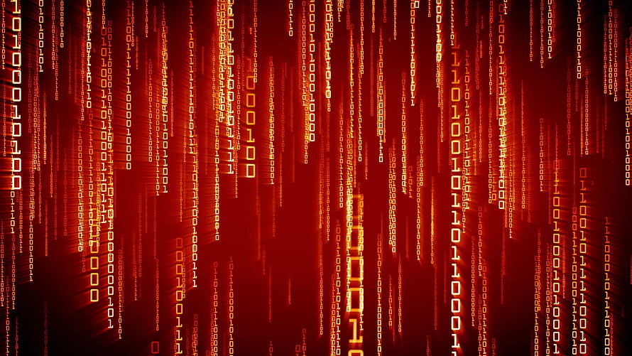 Red Binary Code Rain Digital Matrix Style Futuristic Technology Background HD wallpaper