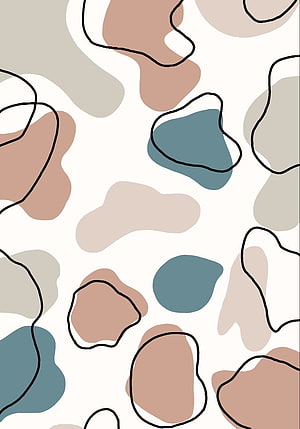 Abstract Organic Shapes Wallpaper With Black Outlines And Muted Earth Tones HD phone wallpaper
