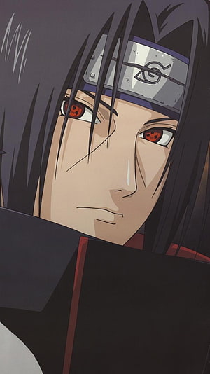 Itachi Uchiha Close-Up Portrait With Sharingan Eyes And Konoha Headband HD phone wallpaper