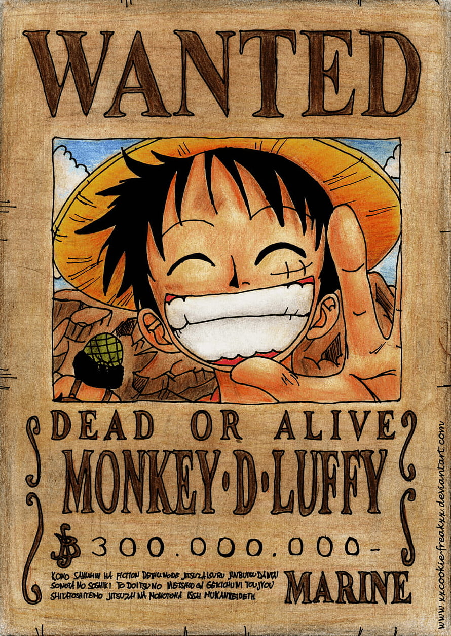 Monkey D. Luffy Wanted Poster Artwork - One Piece Anime Character Illustration HD phone wallpaper