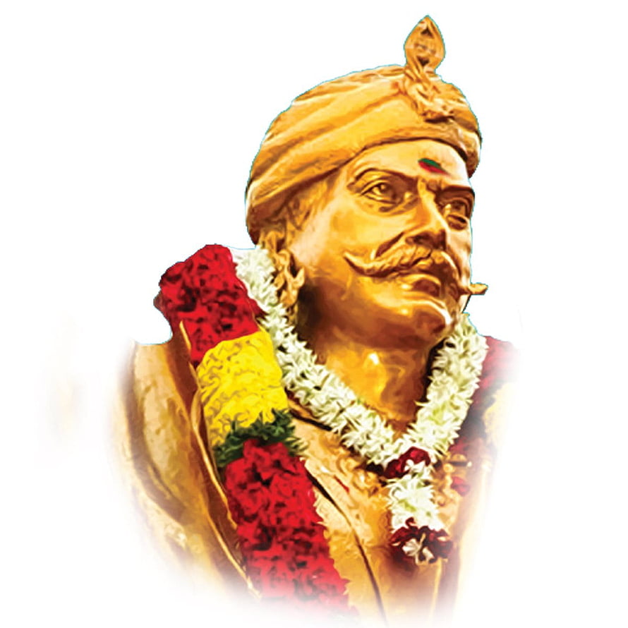 Golden Statue of Chhatrapati Shivaji Maharaj with Turban and Flower Garlands HD phone wallpaper