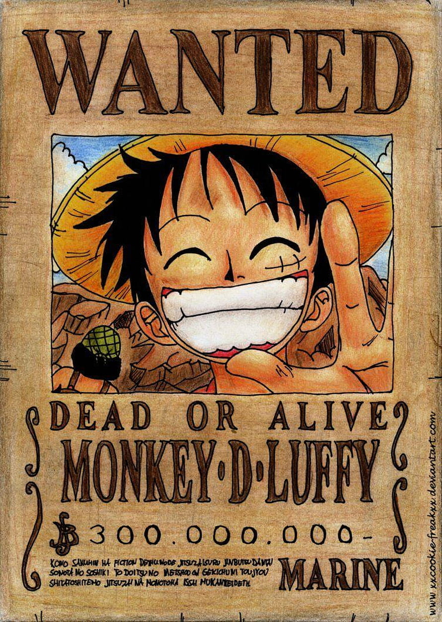 Monkey D. Luffy Wanted Poster Artwork with Straw Hat and Big Smile HD phone wallpaper