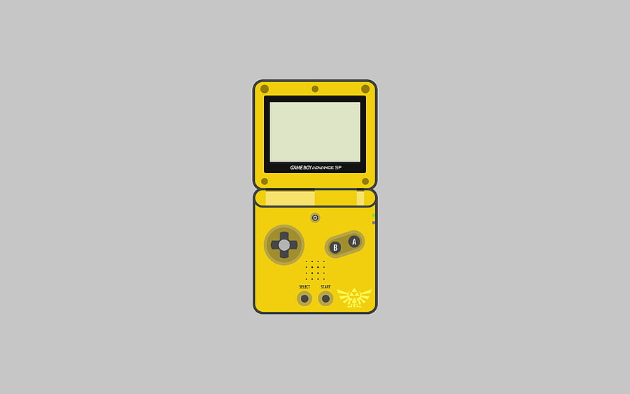 Yellow Game Boy Advance SP Vector Illustration with Hyrule Emblem HD wallpaper