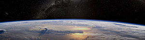 Earth Horizon From Space With Milky Way Galaxy And Starry Night Sky Background HD wallpaper