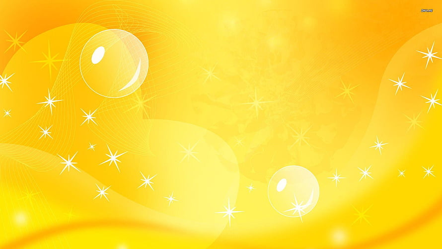 Bright Yellow Abstract Background With Sparkles And Bubbles HD wallpaper