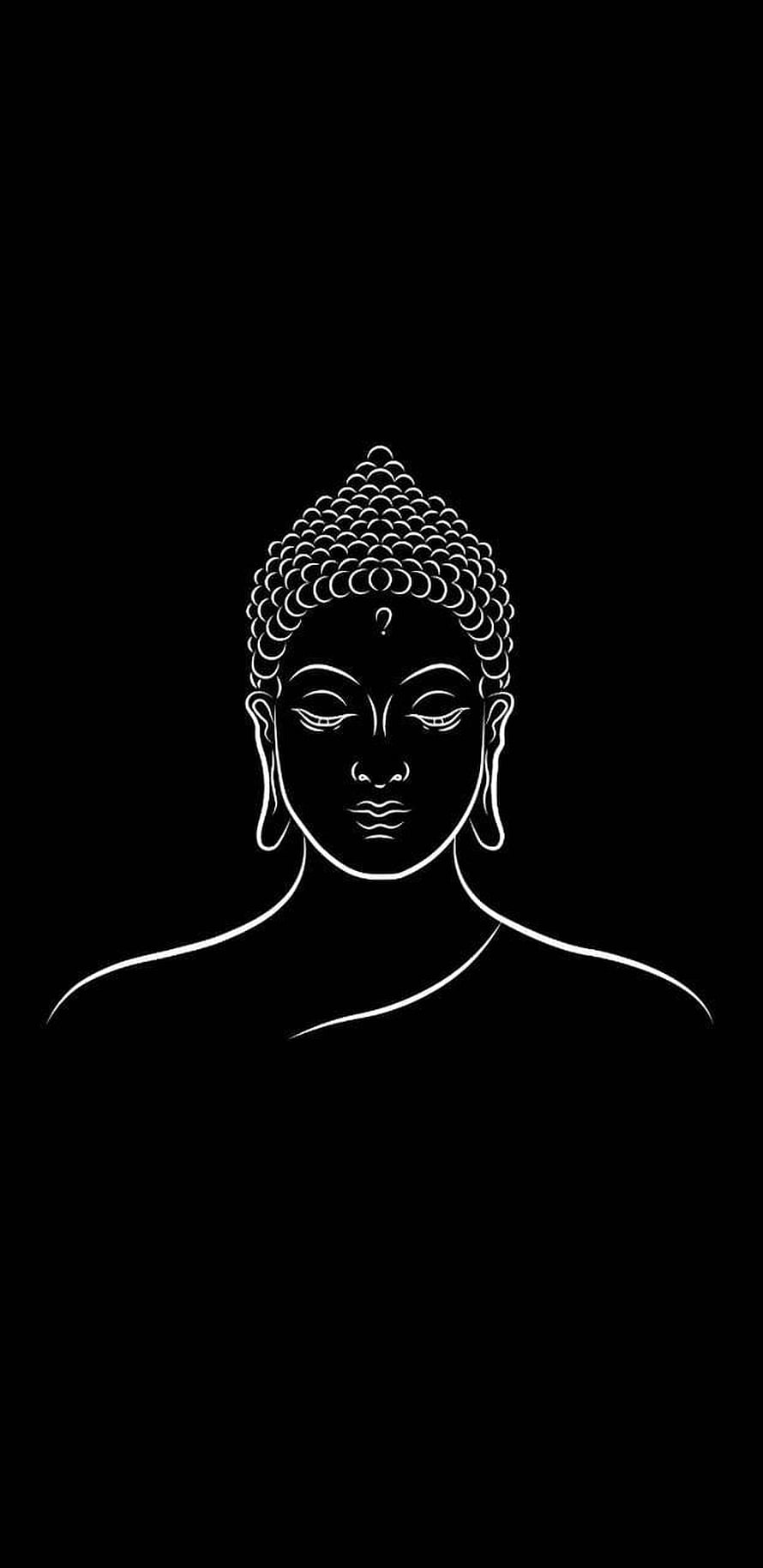 Minimalist White Line Art Buddha Head Portrait on Black Background HD phone wallpaper