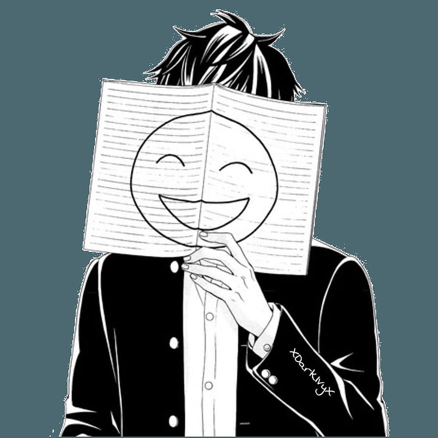 Anime Boy Holding Notebook With Smiley Face Drawing Black And White Illustration HD phone wallpaper
