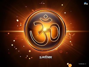 Glowing Golden Om Symbol With Radiant Light Rays And Sparkles HD wallpaper