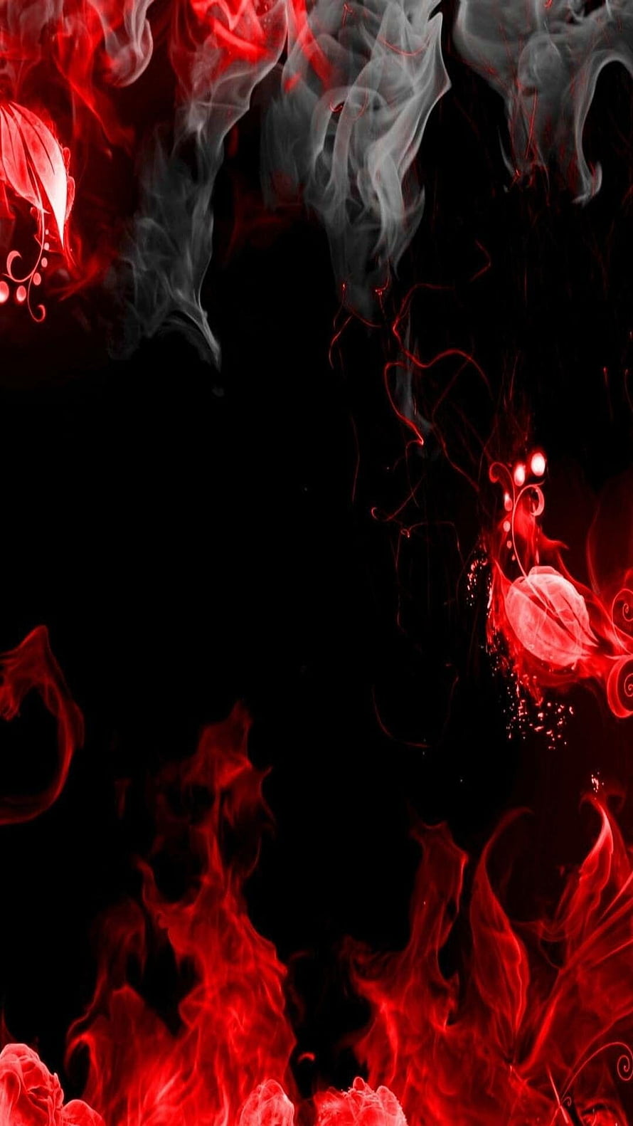 Crimson Smoke and Fire Abstract Dark Background HD phone wallpaper