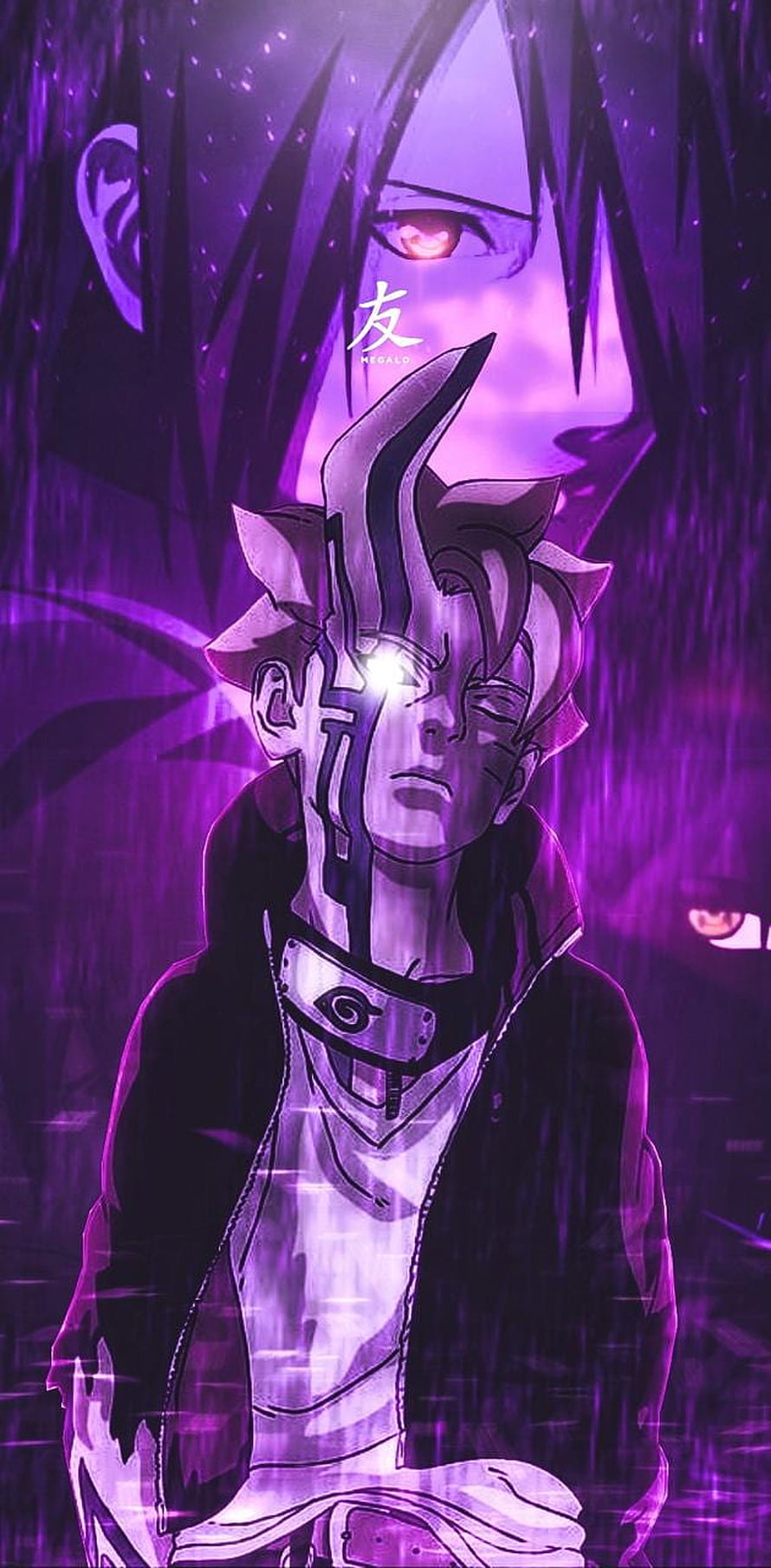 Boruto Uzumaki with Karma Mark and Sasuke Uchiha Background Anime Wallpaper HD phone wallpaper