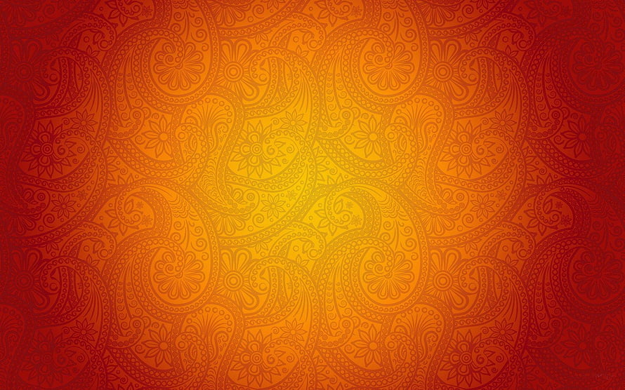 Vibrant Orange and Red Paisley Pattern Wallpaper with Intricate Floral Swirls and Vintage Texture HD wallpaper