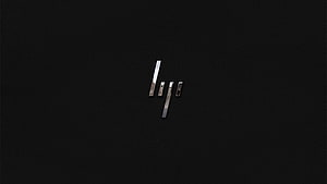 Hewlett Packard Chrome Logo on Black Leather Texture HD wallpaper