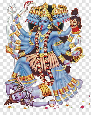 Mahakali Durga Puja Artwork with Multiple Arms and Heads HD phone wallpaper