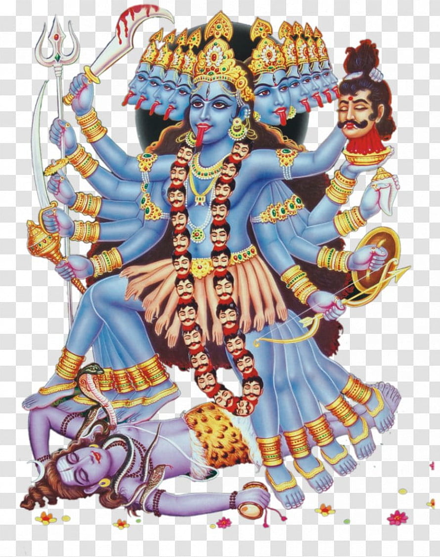 Mahakali Durga Puja Artwork with Multiple Arms and Heads HD phone wallpaper