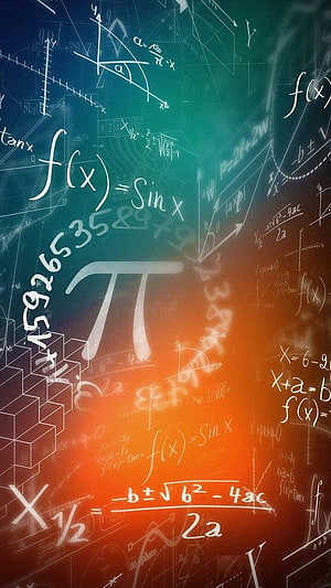 Abstract Mathematics Background with Pi Symbol and Algebraic Equations on Gradient Canvas HD phone wallpaper