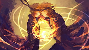 Naruto Uzumaki and Sage Mode Transformation in Golden Chakra Aura HD wallpaper