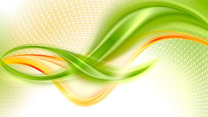 Abstract Green and Yellow Ribbon Waves on Hexagonal Mesh Background HD wallpaper