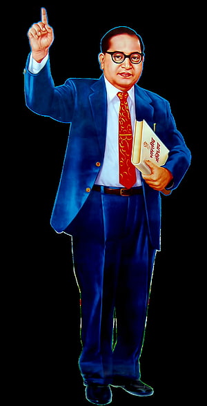 Portrait of Dr B R Ambedkar Holding Constitution Book With Raised Finger HD phone wallpaper