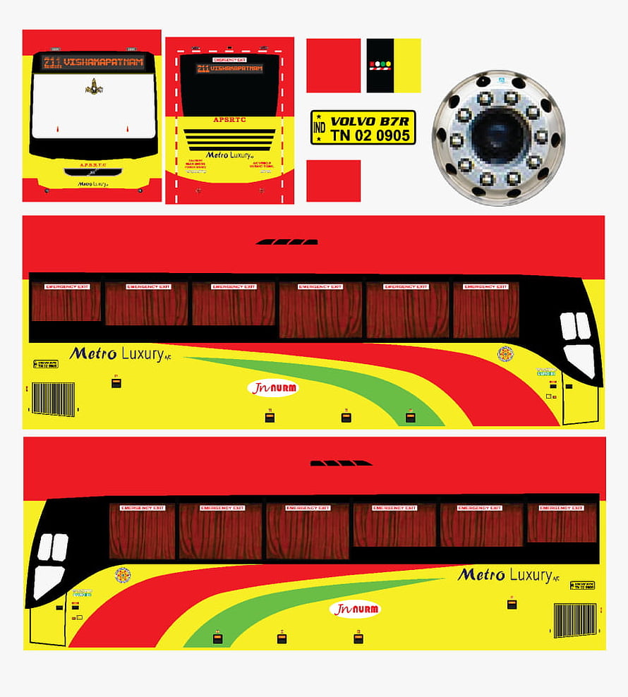 APSRTC Metro Luxury Volvo B7R Bus Livery Design Sheet HD phone wallpaper