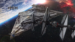 Star Wars Imperial Star Destroyer and TIE Fighters in Deep Space HD wallpaper