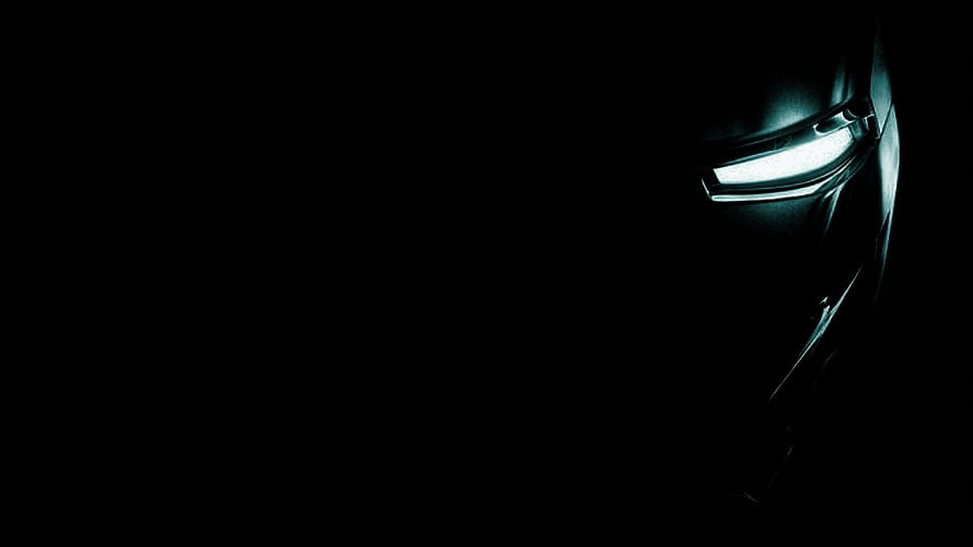 Iron Man Dark Helmet Close-Up with Glowing Eyes in Black Background, Iron Man Black For PC HD wallpaper