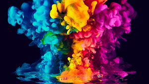 Vibrant Multicolor Ink Clouds Exploding in Water Abstract Art HD wallpaper